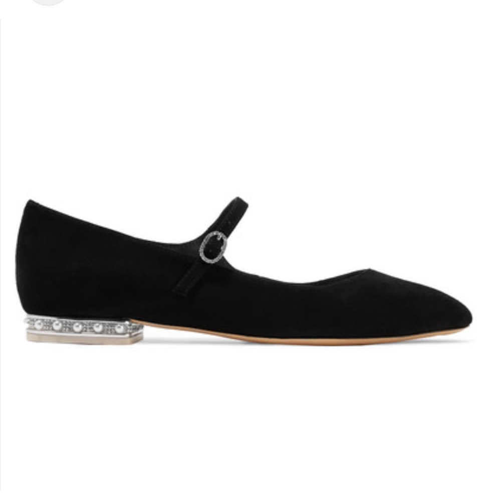 Sophia Webster Black Flats with Embellished Heel